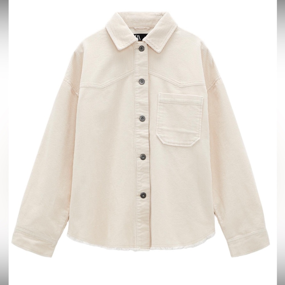 Zara Cream Button-Up Corduroy Jacket Size S